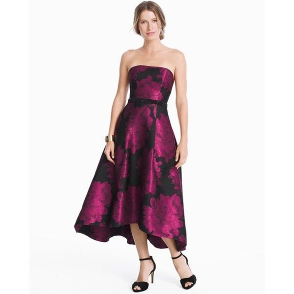 Carmen Marc Valvo Dresses & Skirts - Strapless high lo jacquard fit and flare dress